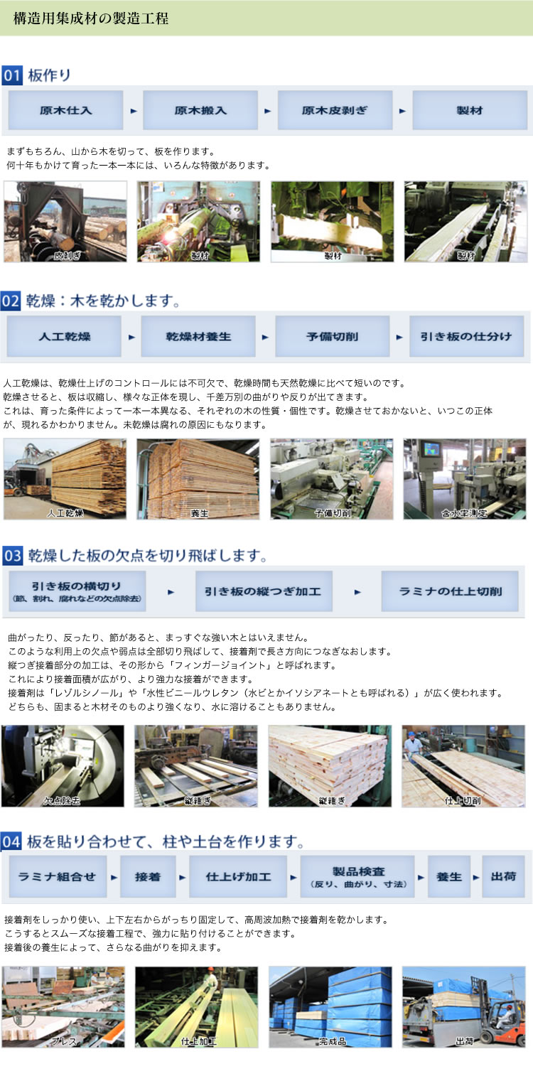 構造用集成材の製造工程